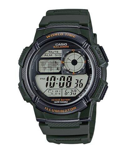 CASIO SPORT Mod. DIVER - WORLD TIME ILLUMINATOR 5 ALARMS, 10 YEARS BATTERY - ARMY GREEN