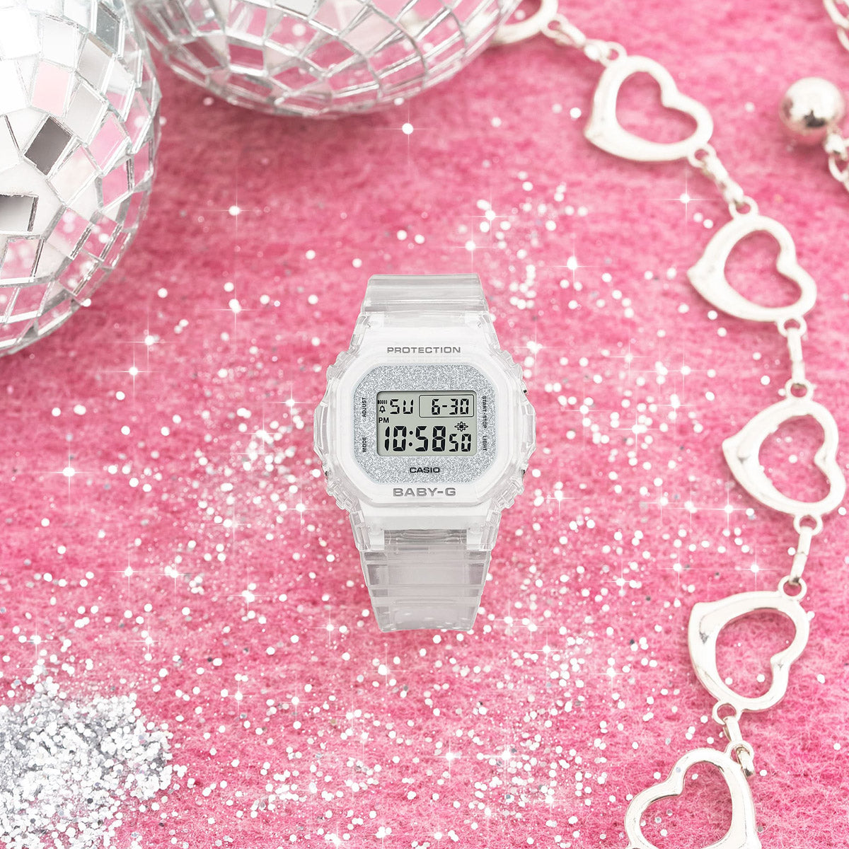 BABY-G Mod. 565 GLITTER CRYSTALS SERIE - SILVER