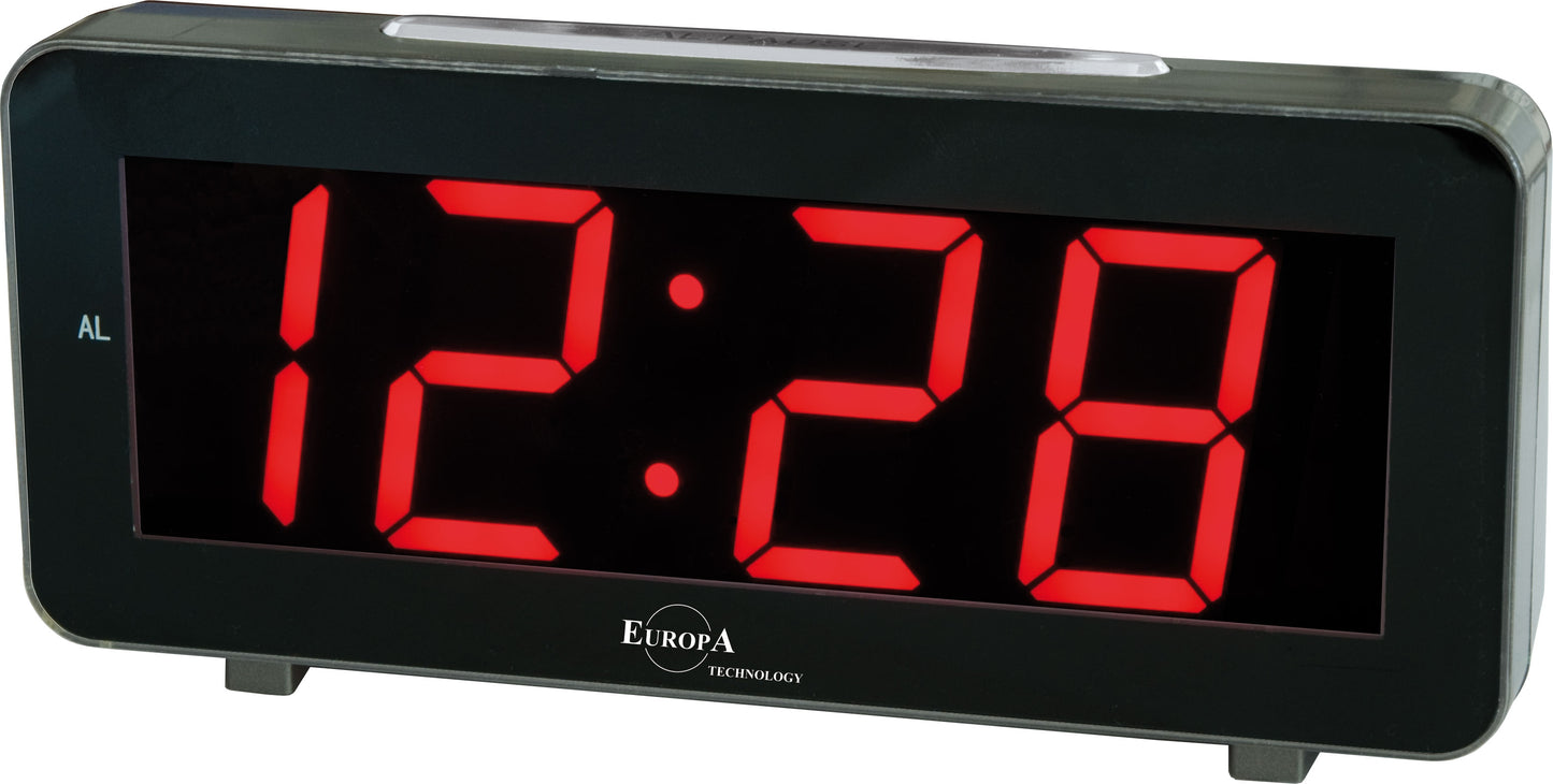 ELITE Sveglia LED a corrente (cavetto USB e spina inclusi) - NERO - LED alarm clock powered by electricity (USB cable and plug included) - BLACK