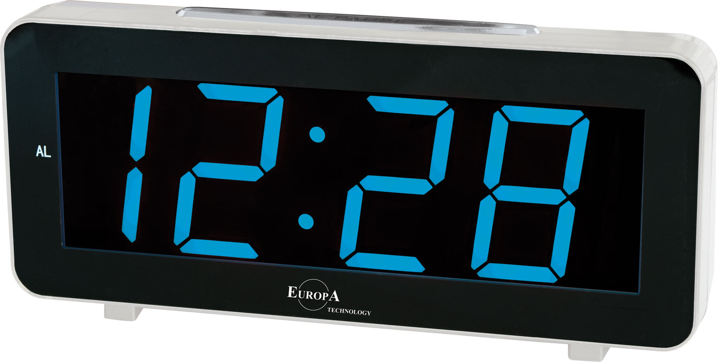 ELITE Sveglia LED a corrente (cavetto USB e spina inclusi) - ARGENTO - LED alarm clock powered by electricity (USB cable and plug included) - SILVER