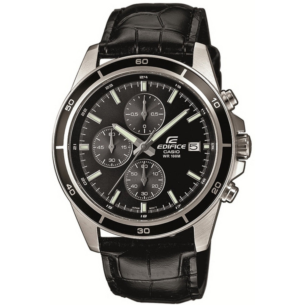 CASIO EDIFICE Mod. CLASSIC CHRONOGRAPH, LEATHER - BLACK