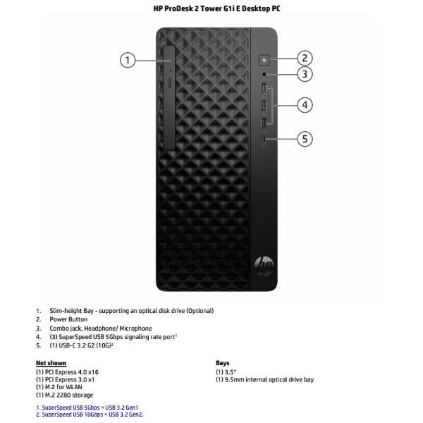 HP ProDesk 2 G1I (B70YWAT) - PC DESKTOP TOWER - CPU INTEL i5-14400 - RAM 8GB - SSD 256 - W11P - 3Y