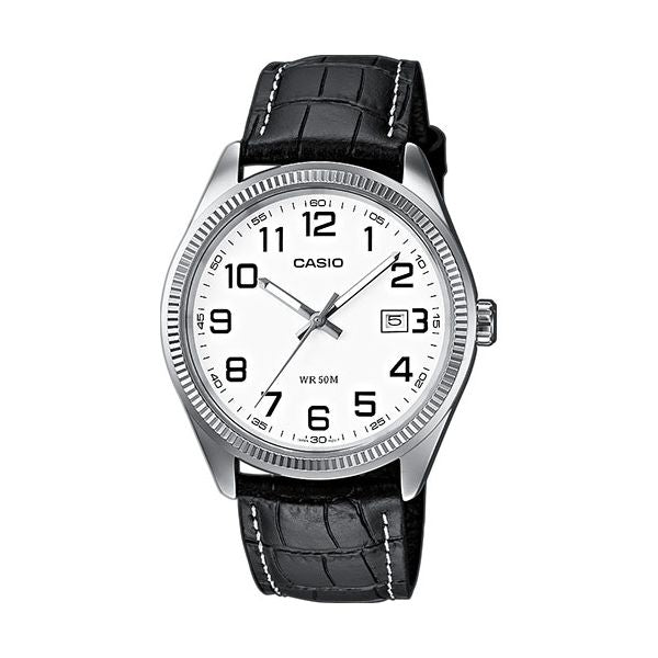 CASIO COLLECTION Mod. DATE, LEATHER - WHITE. NUMBERS