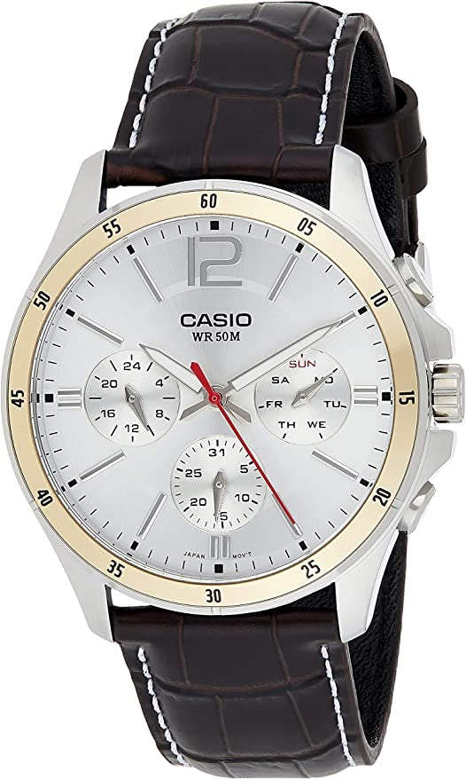 CASIO COLLECTION Mod. MULTIFUNCTION CALENDAR. LEATHER - SILVER