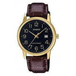 CASIO COLLECTION Mod. DATE GOLD, LEATHER - BLACK
