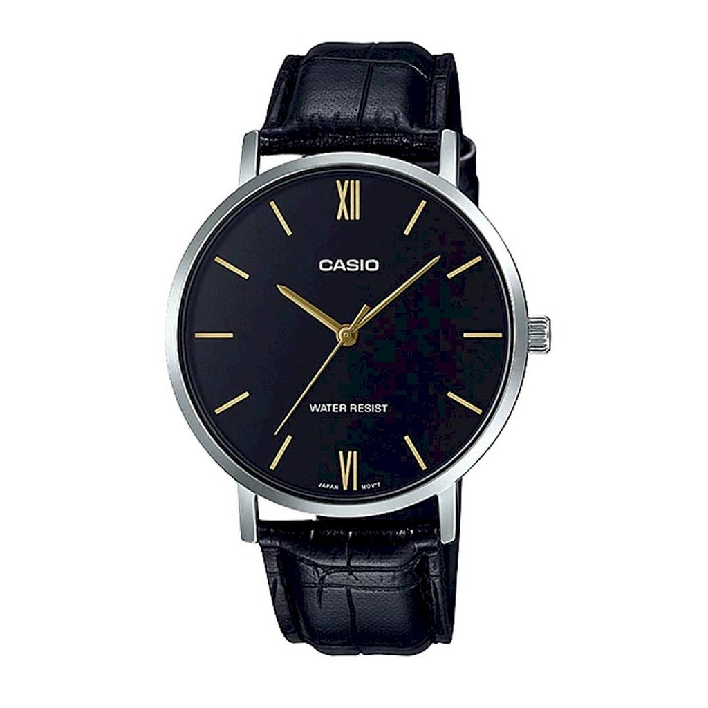 CASIO COLLECTION Mod. MINIMAL, LEATHER - BLACK