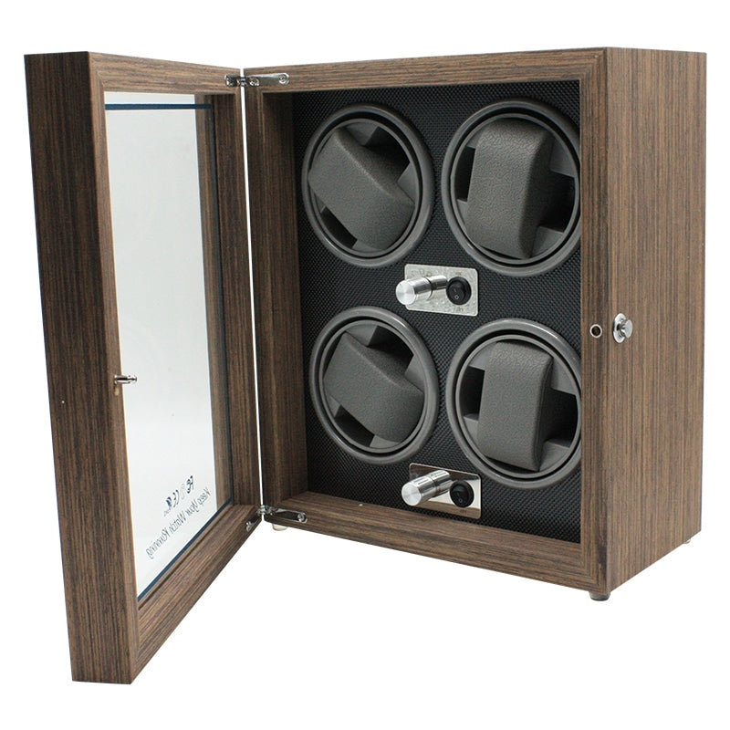 Watch Winder for 4 Watches LED Light (switchable) / Carica Orologio 4 orologi Luce LED (disattivabile)