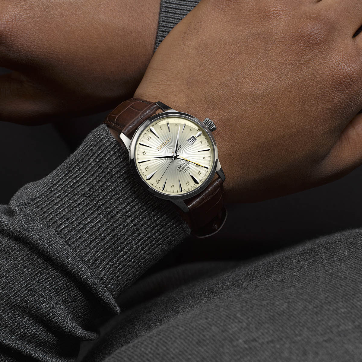 SEIKO PRESAGE Mod. COCKTAIL AUTOMATIC - LEATHER, CREAM