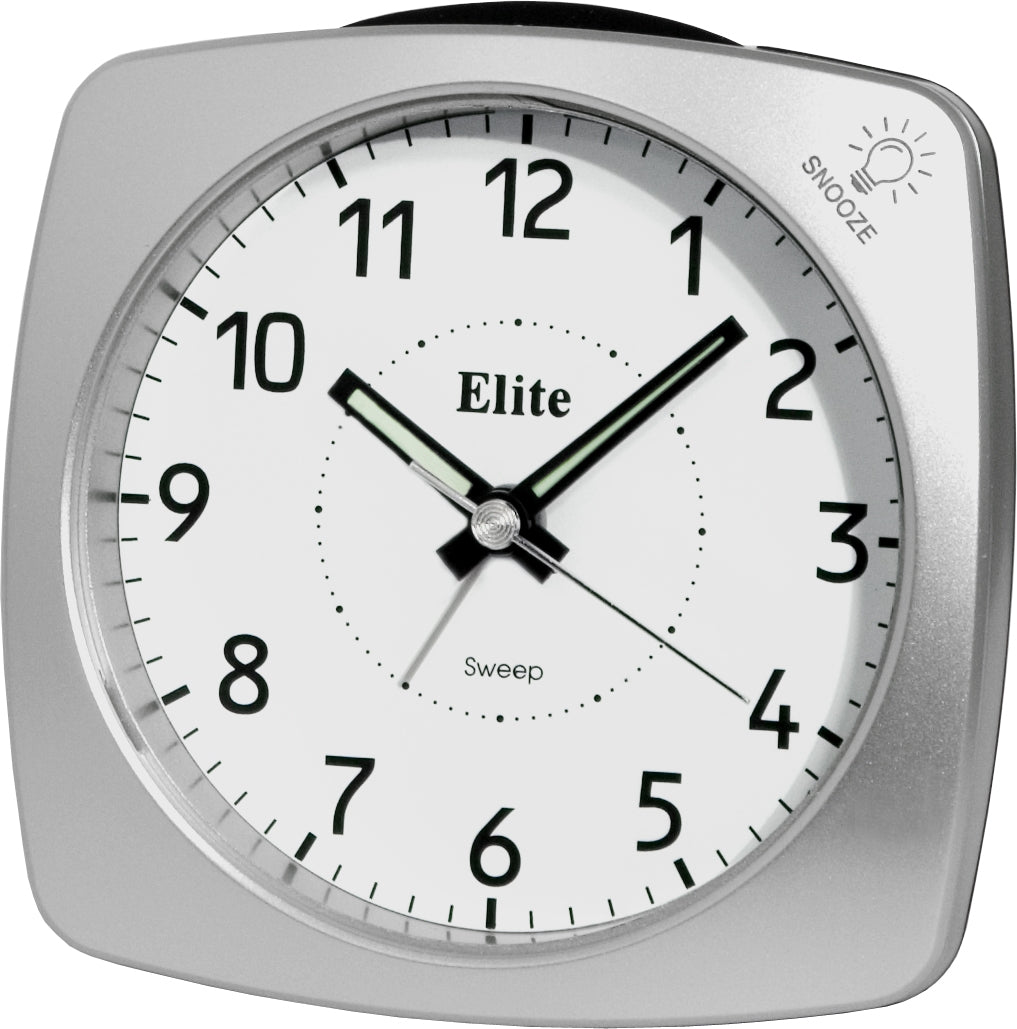 ELITE Sveglia silent con luce e snooze - ARGENTO - Silent alarm clock with light and snooze - SILVER