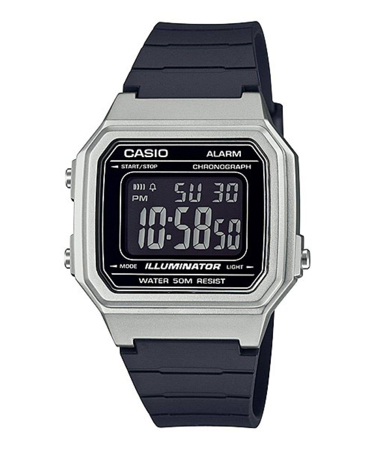 CASIO TIMELESS COLLECTION Mod. SPORT ILLUMINATOR WR 50M, ALARM, CHRONOGRAPH - SILVER - METAL SERIE
