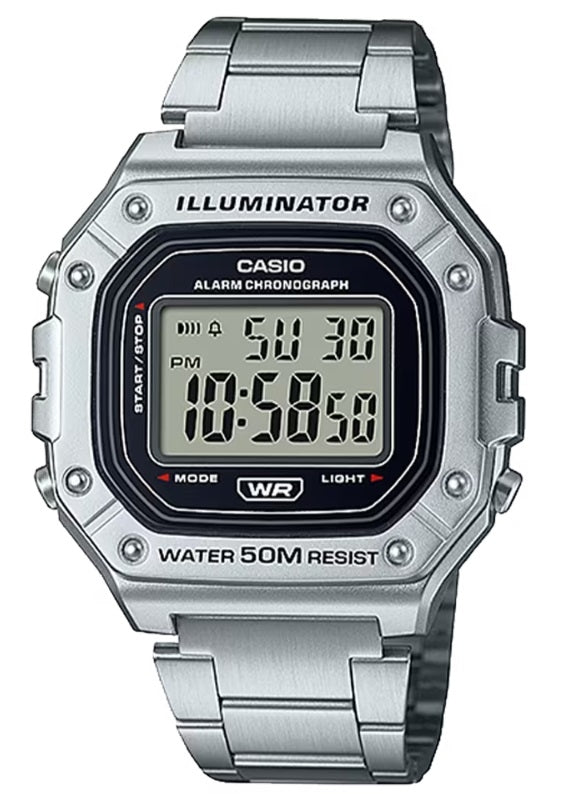 CASIO TIMELESS COLLECTION Mod. SPORT ILLUMINATOR WR 50M. ALARM. CHRONOGRAPH - SILVER - METAL SERIE