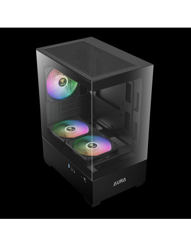 GAMDIAS CASE MICRO TOWER AURA GC9M ARGB 2xTG 3x120mm ARGB FILTRO MAGNETICO