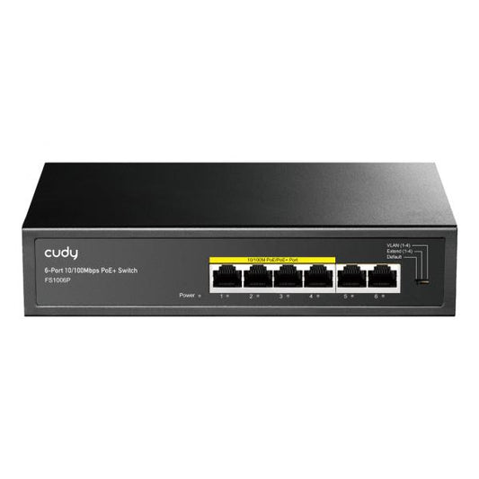 CUDY FS1006P - UNMANAGED SWITCH 6 PT 10/100 MBPS CON 4PT POE