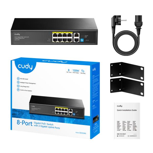 CUDY GS1010PE - UNMANAGED SWITCH 10 PT POE+ 120W