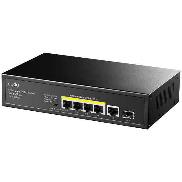 CUDY GS1005PTS1 - SWITCH 5 PT GIGABIT POE+ - 1 SFP PT 120W