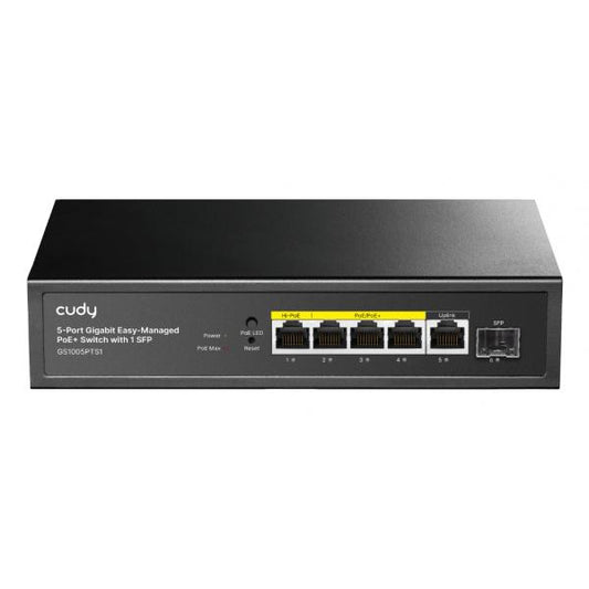 CUDY GS1005PTS1 - SWITCH 5 PT GIGABIT POE+ - 1 SFP PT 120W