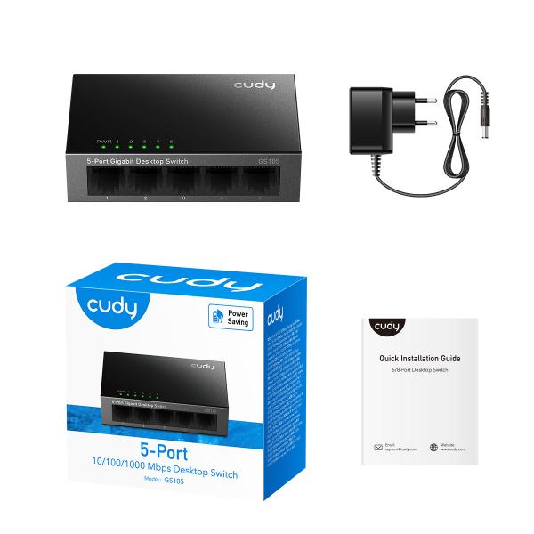 CUDY GS105 - SWITCH 5 PT GIGABIT - METAL CHASSIS