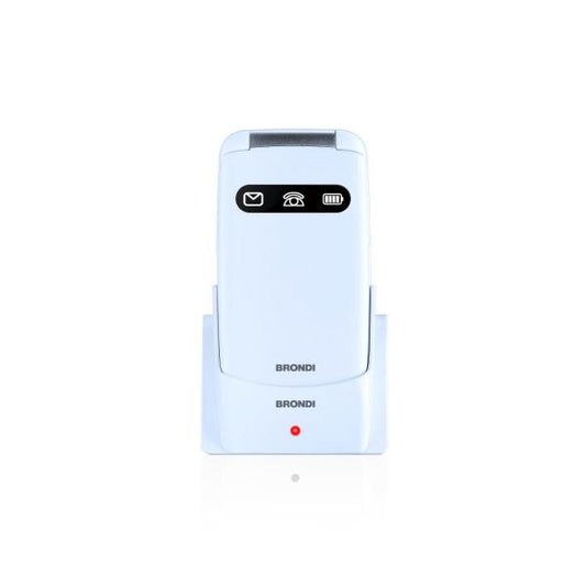 BRONDI AMICO FAVOLOSO (BIANCO METAL) - TELEFONO CELLULARE PER ANZIANI - TASTO SOS - TORCIA - CONTROLLO REMOTO - ANNUNCIO VOCALE