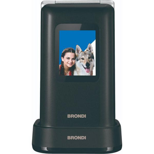 BRONDI AMICO PREZIOSO (NERO) - TELEFONO CELLULARE PER ANZIANI - TASTO SOS - CONTROLLO REMOTO - DOPPIO DISPLAY