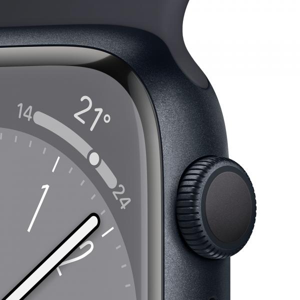 Apple Watch Series 8 GPS 41mm Cassa in Alluminio color Mezzanotte con Cinturino Sport Band Mezzanotte - Regular - (Apple Watch Series 8 OLED Digitale 352 x 430 Pixel Touch screen Nero Wi-Fi GPS (satellitare))