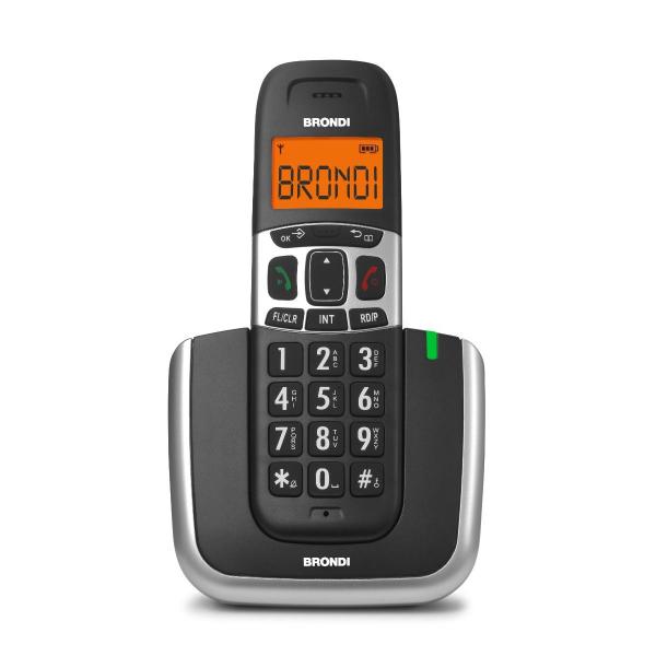 BRONDI BRAVO PLATINUM BLACK/SILVER CORDLESS DECT CON TASTI GRANDI