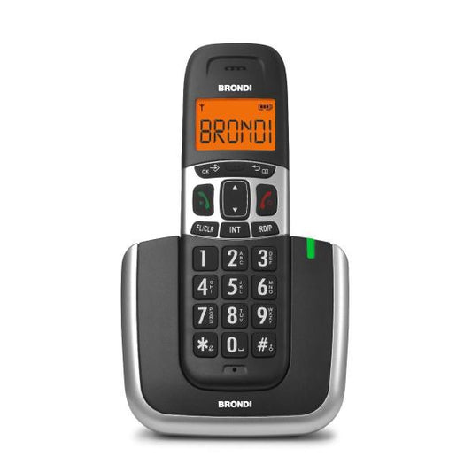 BRONDI BRAVO PLATINUM (NERO) - TELEFONO CORDLESS SINGOLO - TASTI GRANDI - VIVAVOCE