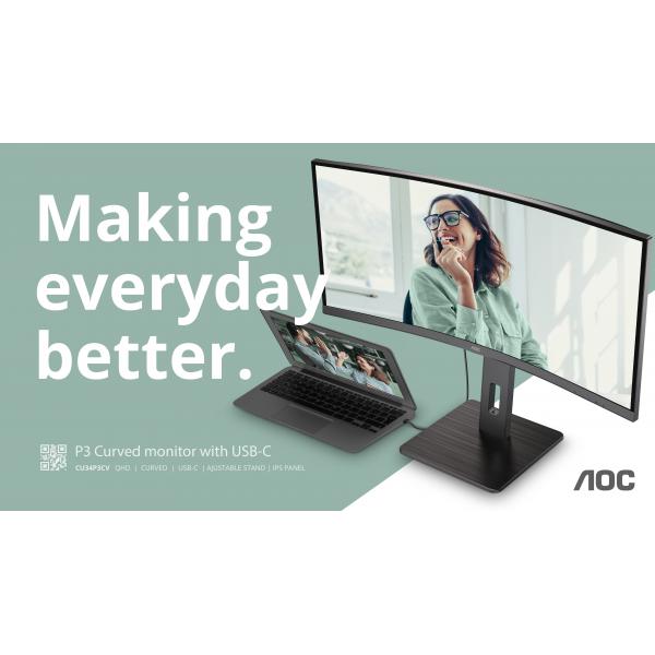 AOC CU34P3CV - 34"" MONITOR WQHD+ - CURVO - 100 HZ - MULTIMEDIALE - W3Y