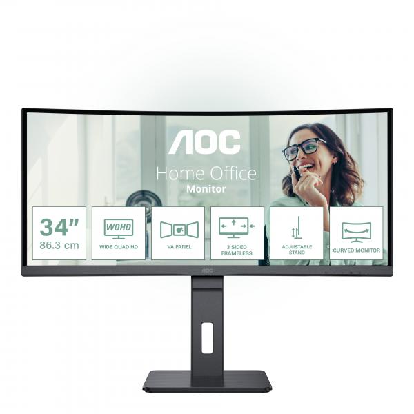 AOC CU34P3CV - 34"" MONITOR WQHD+ - CURVO - 100 HZ - MULTIMEDIALE - W3Y