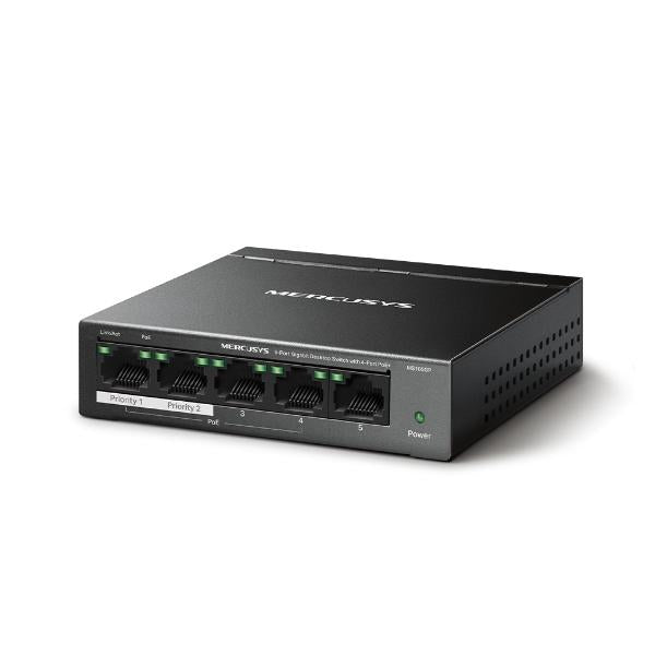 MERCUSYS GIGABIT SWITCH MS105GP MINI 5 PORTE (4 PoE) GIGABIT METALLO