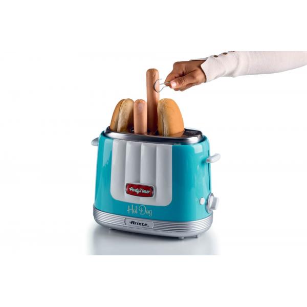 ARIETE HOT DOG MAKER (PARTY TIME) (CELESTE) (0206/01) - CUOCI WURSTEL - SCALDA PANINI - 5 LIVELLI DI COTTURA - 650W