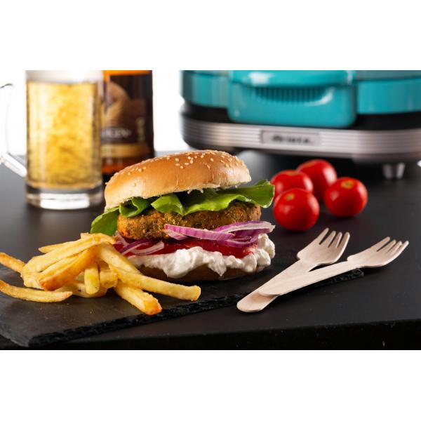 ARIETE HAMBURGER MAKER (CELESTE) (PARTY TIME) (0205/01) - GRIGLIA ELETTRICA DA TAVOLO - DOPPIA PIASTRA - 1200W