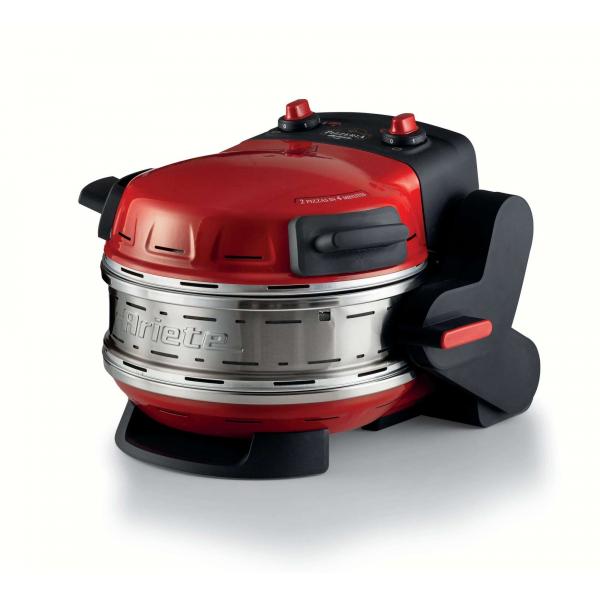 ARIETE FORNO PIZZA ROSSO (0927/00) - 2 PIASTRE IN PIETRA REFRATTARIA - 2 PIZZE CONTEMPORANEAMENTE - 5 LIVELLI COTTURA - 2300W