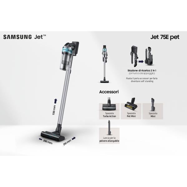 Samsung VS20B75AGR1 Aspirapolvere a bastone 2 in 1 Batteria Secco Senza sacchetto 550 W Nero, Colore menta