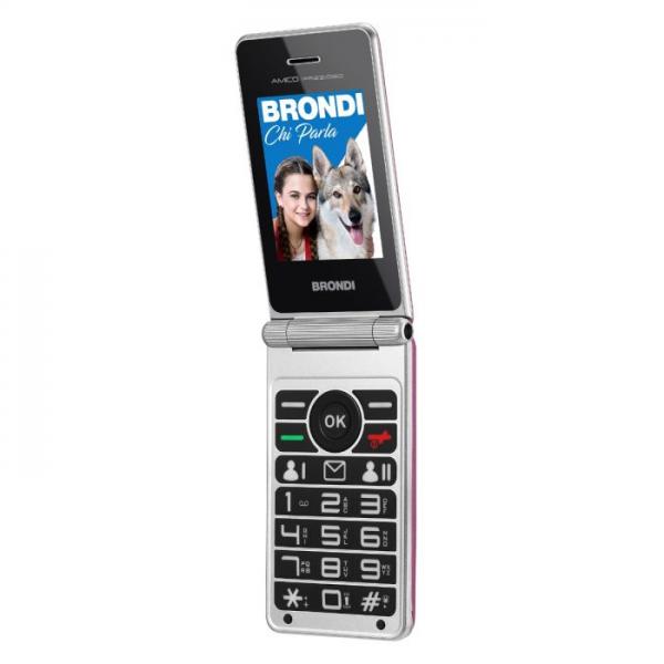BRONDI AMICO PREZIOSO (VIOLA) - TELEFONO CELLULARE PER ANZIANI - TASTO SOS - CONTROLLO REMOTO - DOPPIO DISPLAY