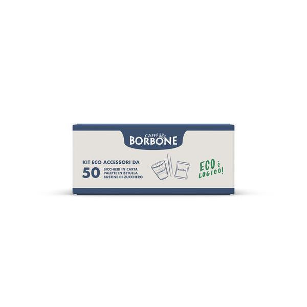 CAFFE'' BORBONE KIT ECO ACCESSORI 50PZ BICCHIERINI + PALETTE + ZUCCHERO (MASTER CARTON 10PZ)