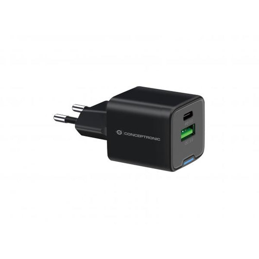 CONCEPTRONIC ALTHEA15B - CHARGER 2-PORT 20W GAN USB-C X 1, USB-A X 1, QC 3.0, PPS, BLACK