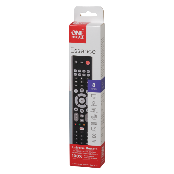 ONE FOR ALL TELECOMANDO UNIVERSALE ESSENCE BASIC 8X1 (8 DISPOSITIVI AUTO) LEARNING COPY - PLASTIC FREE