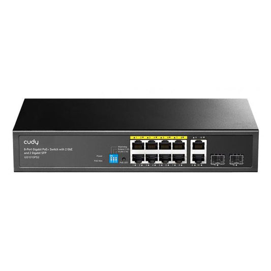 CUDY GS1010PS2 - SWITCH 8 PT GIGABIT POE+ - 2 GIGABIT UPLINK PT - 2 GIGABIT SFP SLOT 120W