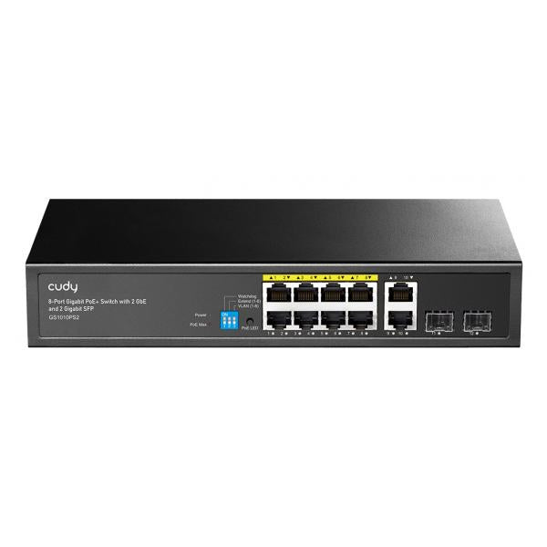 CUDY GS1010PS2 - SWITCH 8 PT GIGABIT POE+ - 2 GIGABIT UPLINK PT - 2 GIGABIT SFP SLOT 120W