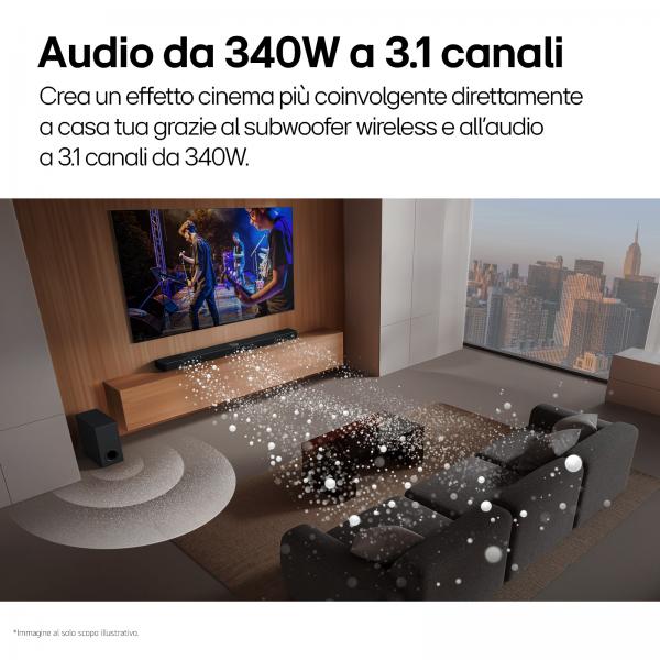 LG S60T - SOUNDBAR 3.1 CON SUBWOOFER WIRELESS - 340W - BLUETOOTH - DOLBY DIGITAL AUDIO