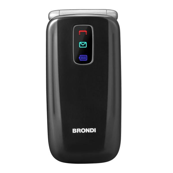 BRONDI AMICO LEALE (NERO) - TELEFONO CELLULARE PER ANZIANI - TASTO SOS - CONTROLLO REMOTO - ANNUNCIO VOCALE