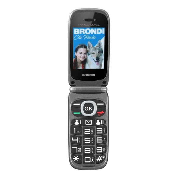 BRONDI AMICO LEALE (NERO) - TELEFONO CELLULARE PER ANZIANI - TASTO SOS - CONTROLLO REMOTO - ANNUNCIO VOCALE