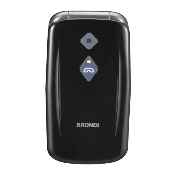 BRONDI AMICO SICURO PLUS (NERO) - TELEFONO CELLULARE PER ANZIANI - TASTO SOS - CONTROLLO REMOTO - ANNUNCIO VOCALE - BASE DI RICARICA