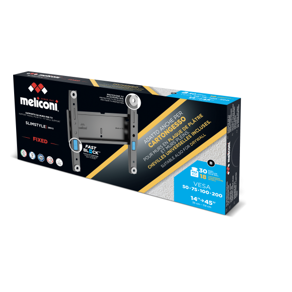Meliconi 480956 Supporto TV a parete 114,3 cm (45") Nero
