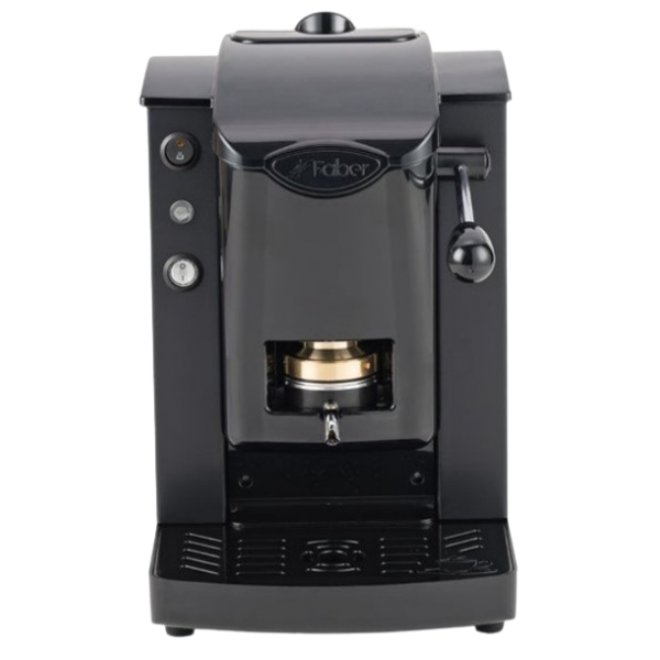 FABER SLOT PLAST BASIC - MACCHINA PER CAFFE'' CON PRESSACIALDA IN OTTONE - TELAIO IN METALLO NERO E FRONTALE IN POLICARBONATO NERO