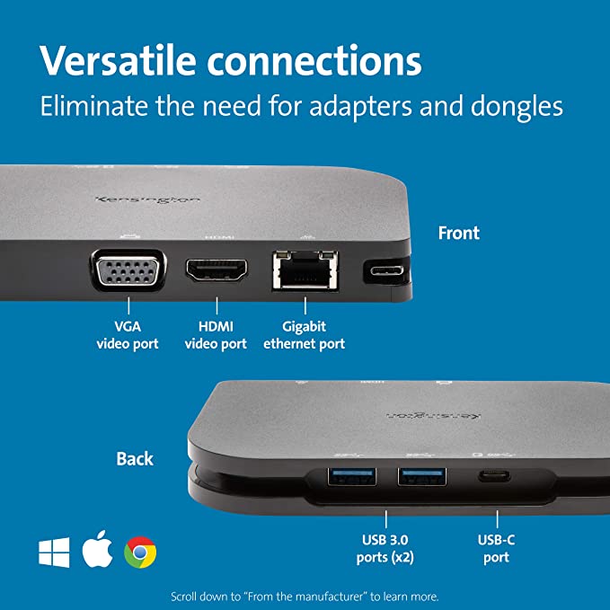 Kensington K33968EU Docking Station 4K Mobile USB-C con Caricabatterie
