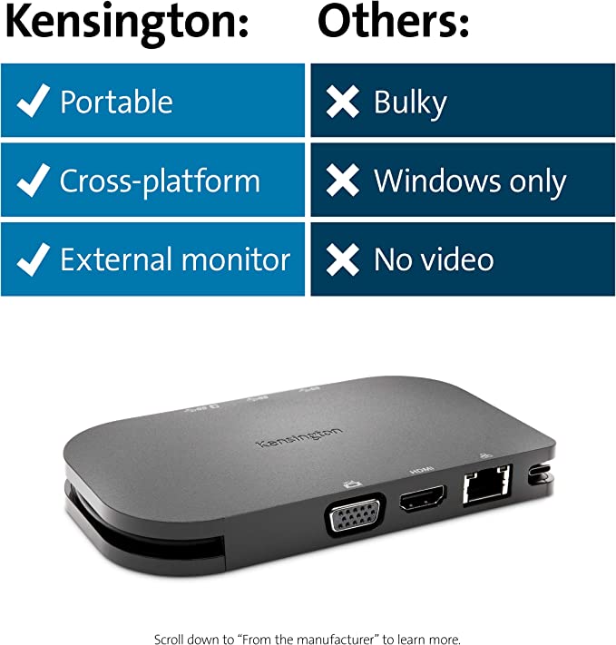 Kensington K33968EU Docking Station 4K Mobile USB-C con Caricabatterie