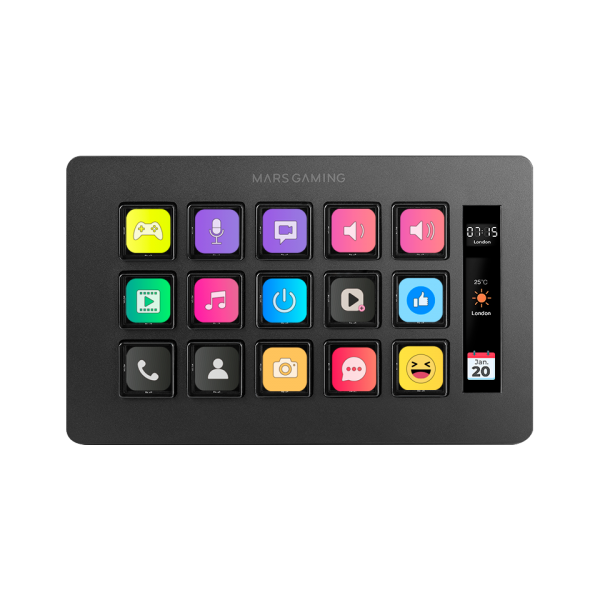 MARSGAMING SLIM STREAM DECK MSD-ONE BLACK CUSTOM KEYS+SOFTWARE