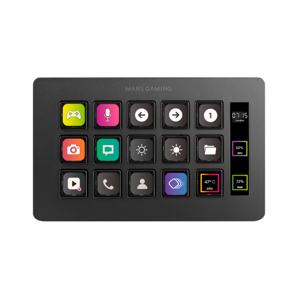 MARSGAMING SLIM STREAM DECK MSD-ONE BLACK CUSTOM KEYS+SOFTWARE