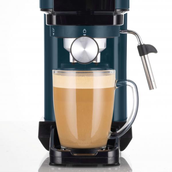 ARIETE LIGHT AQUAMARINE (1399/17) - MACCHINA PER CAFFE'' ESPRESSO - POLVERE E CIALDE - 1 O 2 TAZZE - CAPPUCCINATORE - PRESSIONE 15 BAR - 1300W